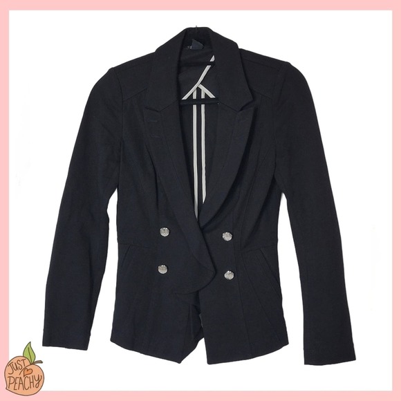 WHBM Button Blazer Jacket 00 Black & Silver - Picture 1 of 7